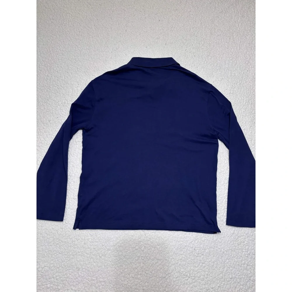 Banana Republic Mens Polo Shirt Long Sleeve Polo Size XL Blue 100% Cotton Knit